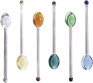 Yarno 6 petites cuillères à thé en verre transparent, cuillères à thé