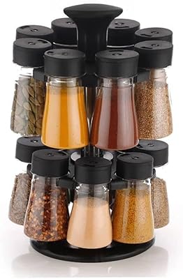 Étagère à épices ronde transparente rangement pour de cuisine ensemble d'étagères tournantes 16