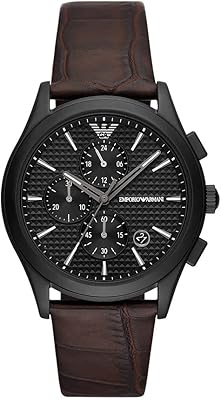 Montre à quartz analogique emporio armani avec bracelet en cuir pour homme ar11549