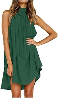Jqam robes à col en v pour femmes, été, sans manches, ample, couleur