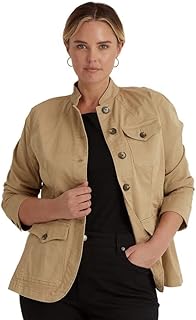 Veste chino en coton stretch grande taille pour femme (beige foncé, 22w), beige