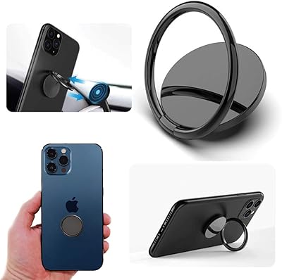 Support d'anneau mobile - repose-doigt adhésif 3m rotation à 360 degrés compatible avec les smartphones et support de voiture magnétique - noir. Diaytar : Faites des achats intelligents en quelques clics