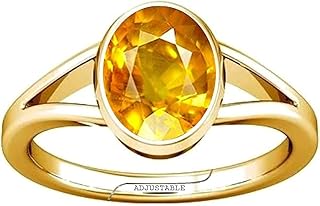 Bague réglable divya shakti 10,25-10,50 carats saphir jaune pukhraj pierre précieuse panchdhatu