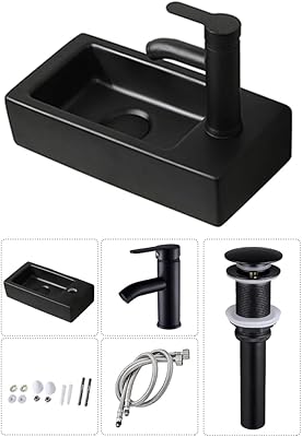 Lavabo de salle de bain rectangulaire en céramique porcelaine avec trop-plein et robinet