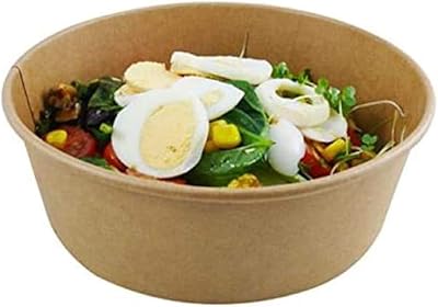 Bol à salade jetable écologique en kraft, bol à soupe marron avec couvercle