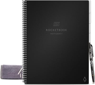 Cahier intelligent multi-sujets rocketbook | carnet scannable avec séparateurs | carnet ligné réutilisable