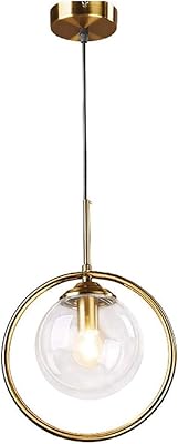 Lustres en verre et métal doré, éclairage de décoration de plafond simple