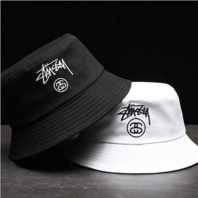 Unisexe été pliable lettre broderie seau chapeau femmes en plein air coton casquette