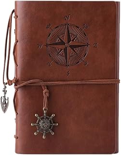 Cahier en cuir, journal d'écriture vintage rechargeable, journal de voyage vintage en relief