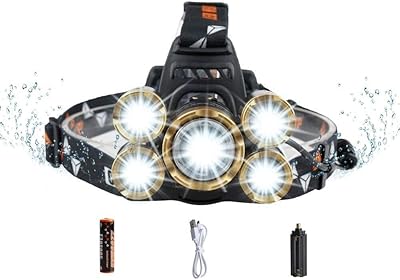 Lampe frontale led rechargeable, lampe frontale led lumineuse zoomable 5 lumières led étanche