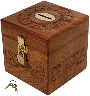 Tirelire en bois en forme de cochon zeter sesham taille 4 x
