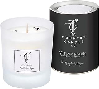 Bougie en verre pastel the country candle company – parfumée à l'ambre carbonisé