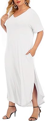 Robe longue d'été pour femmes, manches courtes, décontractée, ample, couleur unie, imprimé floral