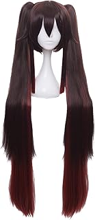 Perruque de cosplay synthétique longue brune qiancoshair genshin impact hu tao (hu tao)