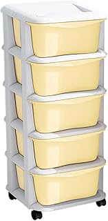 Un meuble en plastique avec tiroirs pour ranger les jouets et organiser