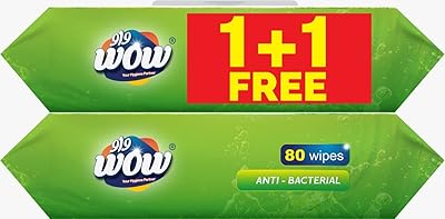 Lingettes humides désinfectantes antibactériennes multi-usages wow 80 lingettes 1+1 gratuites