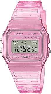 Montre numérique pour unisexe - f-91ws-4df, rose, bracelet