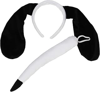 Ensemble de costumes oreilles de chien et queue de chiot (noir et blanc)