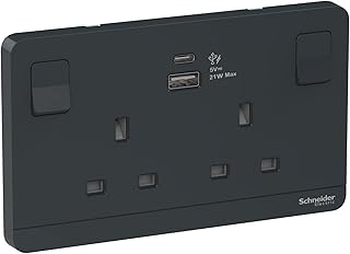 Prise schneider electric avataron 21 w type a+c 2 gangs 13 a