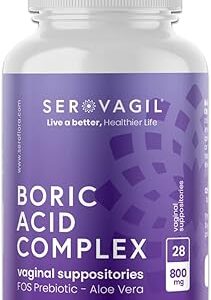 SUPPOSITOIRES À L'ACIDE BORIQUE SEROVERA SEROVAGEL AVEC PRÉBIOTIQUES ET ALOE VERA POUR CONTRÔLER