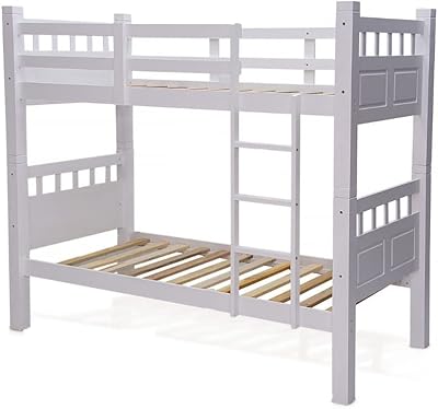 Lit superposé en bois robuste avec échelle pour enfants adolescents chambre