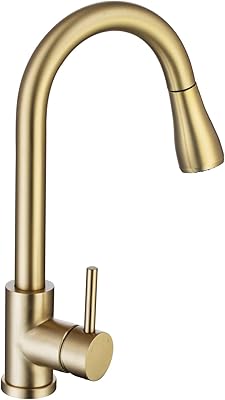 Robinet d'évier doré robinet de cuisine doré avec pulvérisateur extractible col de cygne
