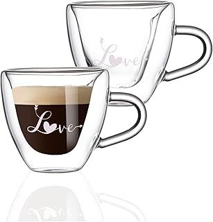 Lushh tasse en verre imprimée à double paroi en forme de cœur "amour