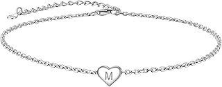 Bracelet de cheville en argent sterling 925 sublite avec initiale de a à