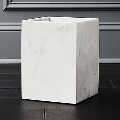 Corbeille à papier en marbre blanc de hand_kraft, taille 25 x 20 x