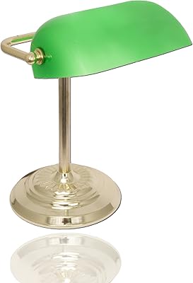Lampe de bureau banker avec abat-jour vert traditionnelle classique en verre et finition