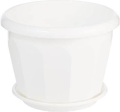 Pot de fleur hexagonal en plastique cosmoplast 40 avec plateau - blanc, iffp40074wh