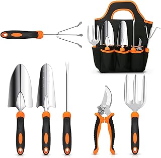 Ensemble d'outils de jardin robuste en acier inoxydable avec poignée en caoutchouc antidérapant