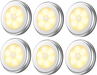 Ensemble de 6 lampes à détecteur de mouvement veilleuse led sans fil alimentée