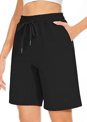 Bermuda long en coton pour femme avec poches longueur genou pour l'entraînement