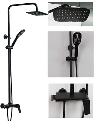 Ensemble de douche fashion home noir mat, pomme de douche à trois fonctions