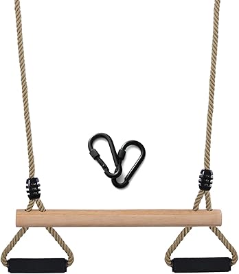 Barre pivotante en bois avec anneaux pour salle de sport pour enfants balançoire