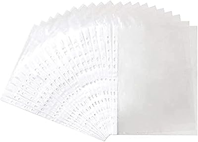 Dossiers en plastique transparent avec bords perforés pour papier a4, lot de 100