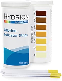 Bandettes de test professionnelles pour le chlore hydrion ch-1000, plage 0-1000 100 bandelettes