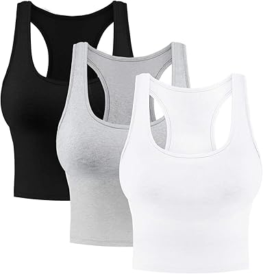 3 pièces de hauts courts en coton sans manches avec dos en y