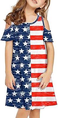 Robe d'été à épaules dénudées remimi avec motif patriotique du 4 juillet