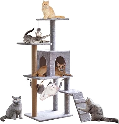 Arbre à chat à plusieurs niveaux, tour d'arbre d'escalade pour grands chats, poteau