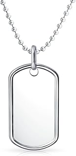 Collier pendentif armée en argent sterling 925 gravable pour hommes et adolescents