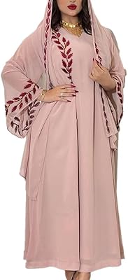 Hakia fashion abaya de ramadan en mousseline de soie brodée florale pour femme