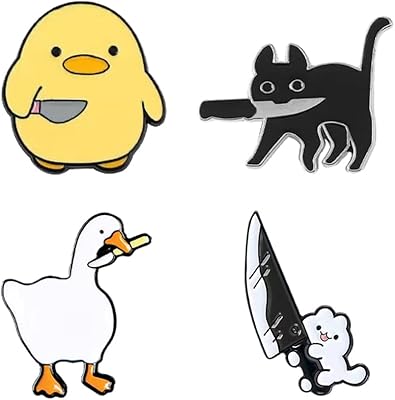 4pcs broches mignonnes de chat d'oie de canard d'anime avec le couteau superbes