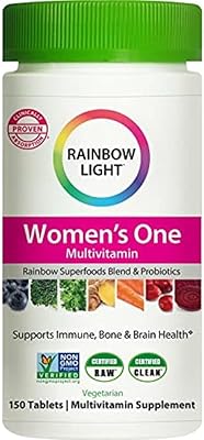 Multivitamines rainbow light pour femmes, vitamines c, d et zinc, probiotiques, une multivitamine
