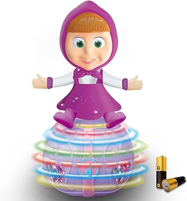 Poupée kidwala purple masha et l'ours avec base sphérique rotative à 360 degrés