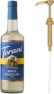 Sirop de chocolat blanc sans sucre torani 750 ml avec pompe à sirop