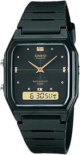 Montre casio pour homme, analogique et numérique, double fuseau horaire, bracelet en caoutchouc