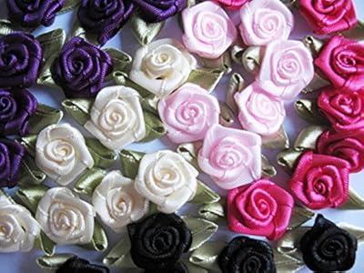 Yy craft lot de 100 rubans de satin avec feuille pour décoration-artisanat
