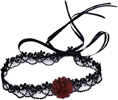 Collier ras du cou en soie noire pour femmes et filles, tatouage de rose rouge rétro, motif floral lolita, cadeaux de fête cosplay. Diaytar : Où chaque achat est une victoire pour votre budget